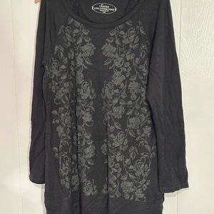 Soma Black Floral Long Sleeve Top